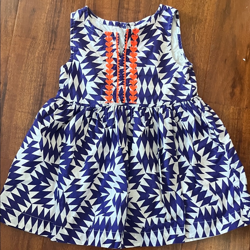 Crewcuts Blue and White Geometric Kids Dress
